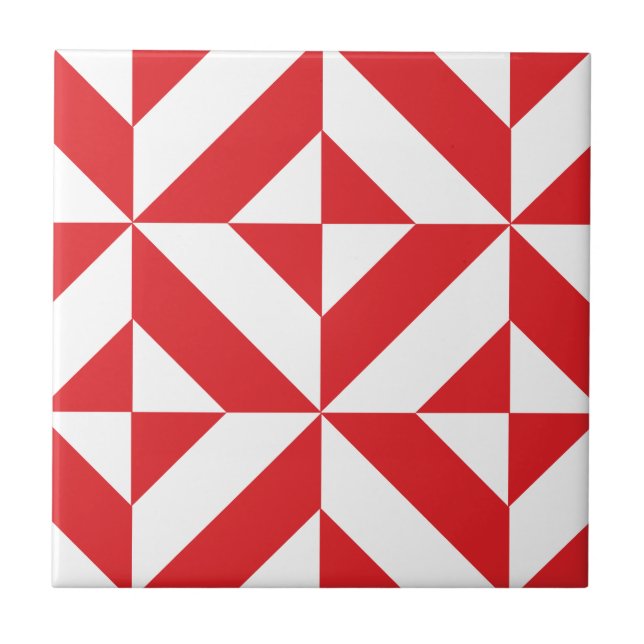 Carreau Tchry Red Geometric Deco Cube Pattern (Devant)