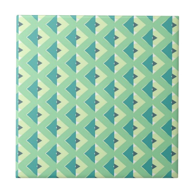 Carreau Teal and Green Diamond Geometric Pattern (Devant)