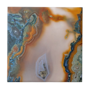 Carreau Teal translucide et agate de rouille