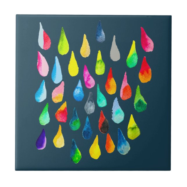 Carreau Teardrops aquarelle coloré whimsical (Devant)