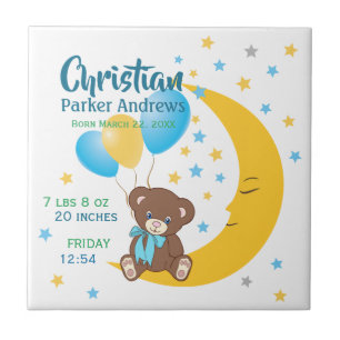 Carreau Teddy Bear Sitting on Moon Baby Birth Stats