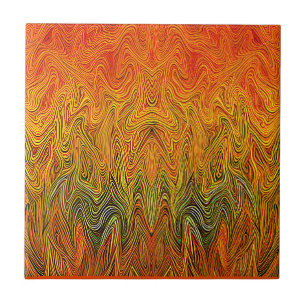 Carreau "Tempête neurale" Orange jaune Abstrait