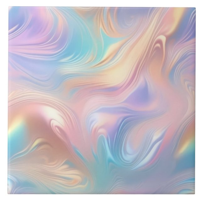 Carreau Tendance pastel rose bleu jaune abstrait vagues (Devant)