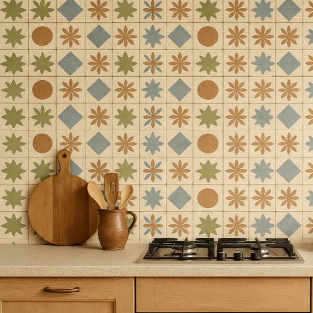 Carreau Terracotta Bloom Mediterranean Tile (Tiles repeated.)
