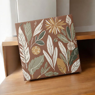 Carreau Terracotta Fleur sauvage Rustic Boho Décor Printem