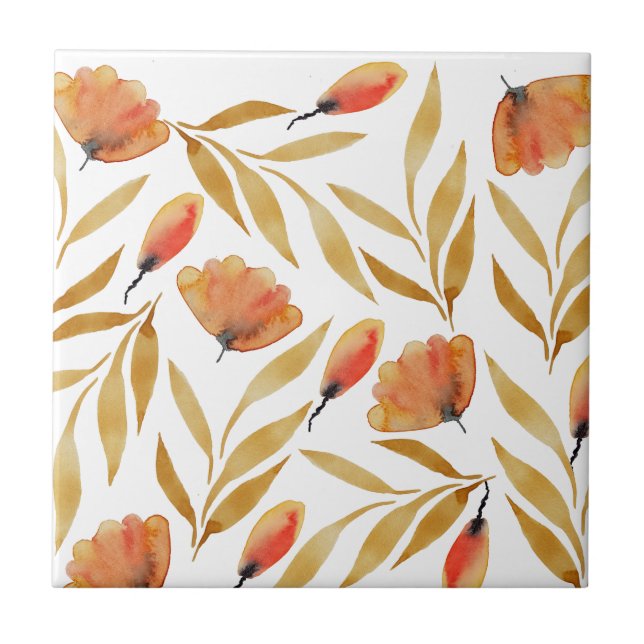 Carreau Terracotta Mustard Jaune Floral (Devant)