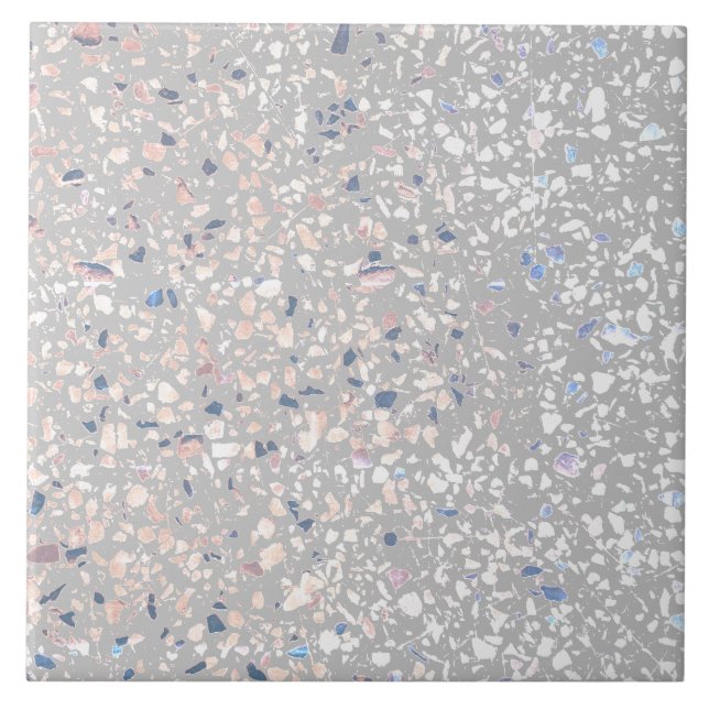 Carreau Terrazzo Gris Blanc Pastel Minimal Pierre Moderne (Devant)