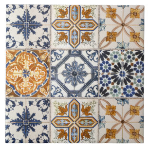 Carreau Terre cuite élégante et blanc bleu Coloré 