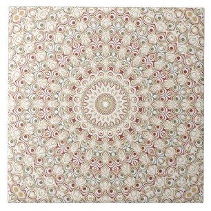 Carreau Terre de Sienne et motif Mandala Rouille