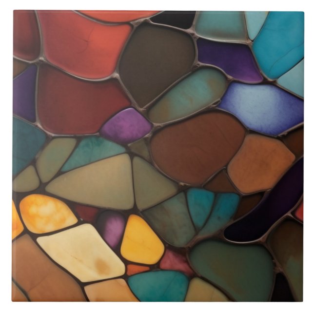 Carreau Terre Feu Air Faux Verre Tiré Mosaïque Abstraite (Devant)