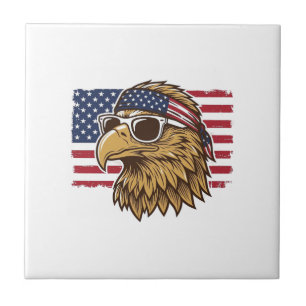 Carreau Tête d'aigle patriotique Gravure vintage Graphique