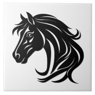 Carreau Tête de magnifique cheval noir