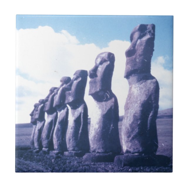 Carreau Têtes de Moai d'île de Pâques (Devant)