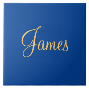 Carreau Texte de couleur or sur arrière - plan bleu, MOD