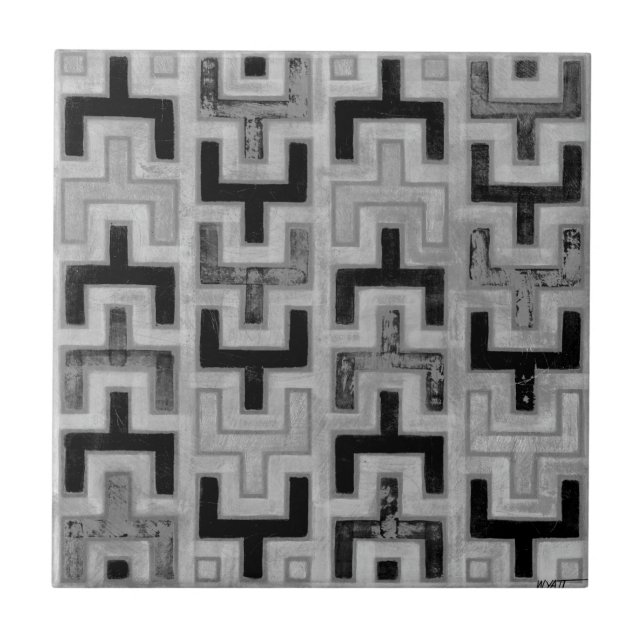 Carreau Textile de boue africain avec Motifs géométriques (Devant)