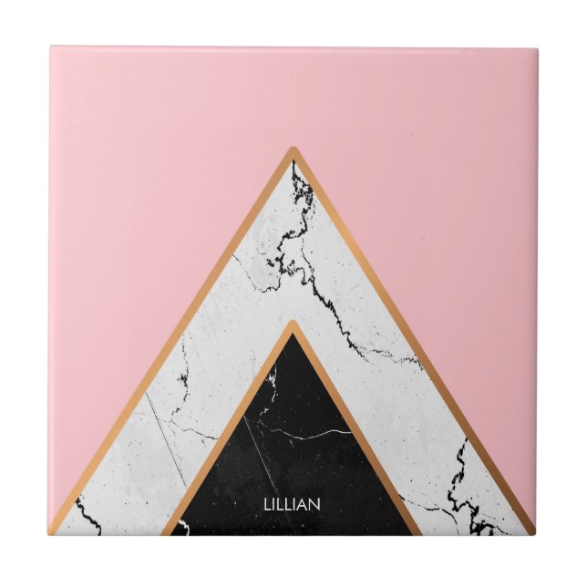 Carreau Texture de marbre avec les lignes d'or (Devant)