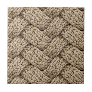 Carreau Texture de tricot fil tressé – Beige chaud
