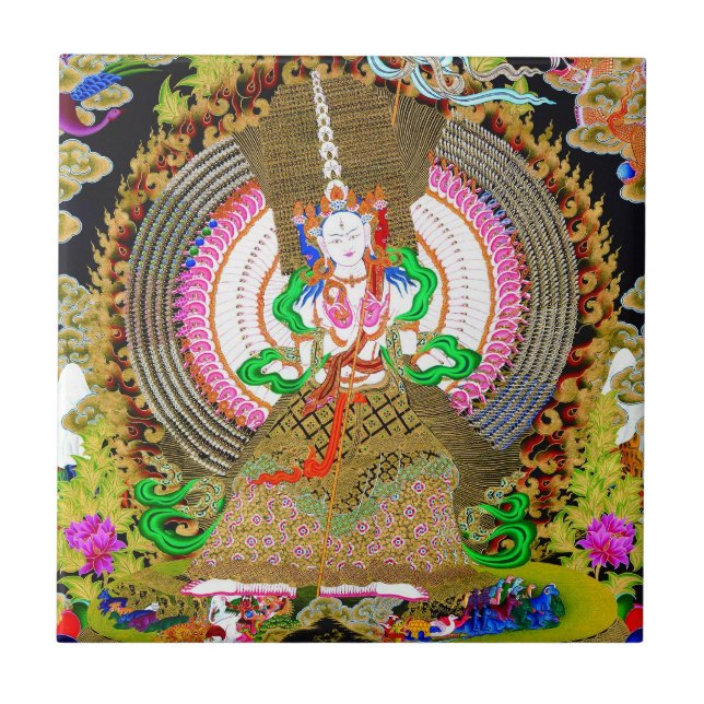 Carreau Thangka tibétaine orientale cool Usnisa Sitatapatr (Devant)