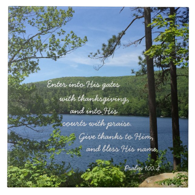 Carreau Thanksgiving Psaume 100:4 Photo Squam Lake (Devant)