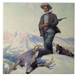 Carreau "The Deer Hunter" de W Herbert Dunton