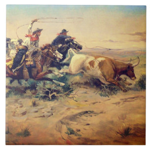 Carreau The Herd Quitter (par C. M. Russell, c. 1897)