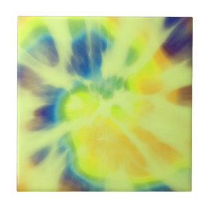 Carreau Tie-dye bleu jaune et vert