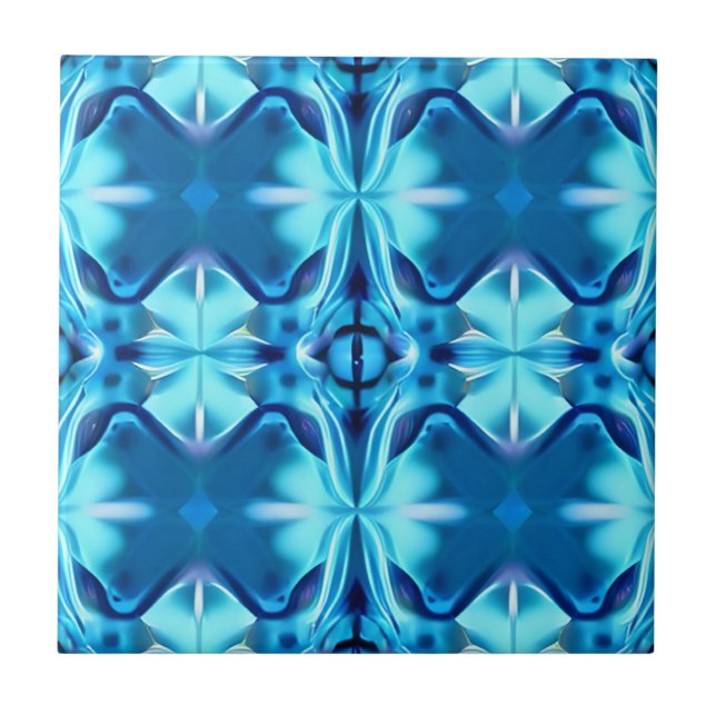 Carreau Tie Dye Motif en Indigo et Ice Blue (Devant)