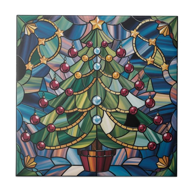 Carreau Tiffany-Style Stained Glass Christmas Tree (Devant)