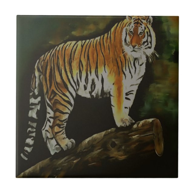 Carreau Tiger debout Safari Animal Art (Devant)