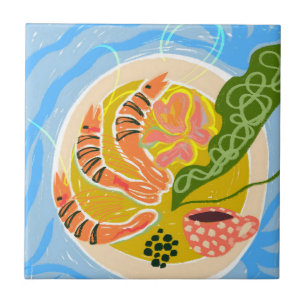 Carreau Tiger Prawns   Plateau d'alimentation de la mer de
