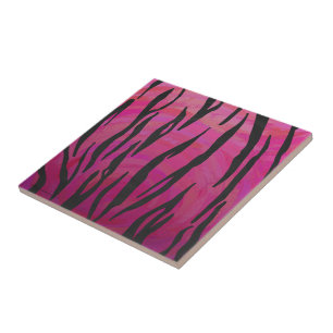 Carreau Tiger rose chaud et noir