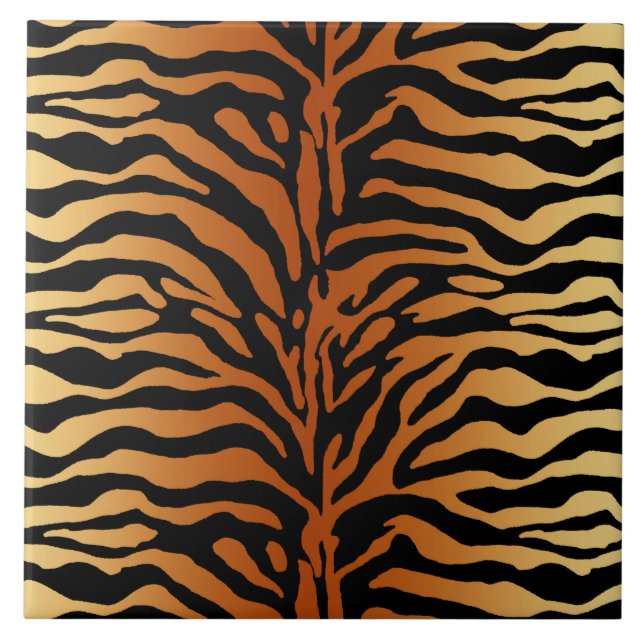Carreau Tiger Stripes Poster de animal, ambre, noir et tan (Devant)