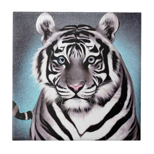 Carreau Tigre blanc brillant bleu