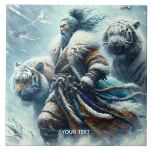 Carreau Tigres de samouraï mignons de fantaisie en hiver