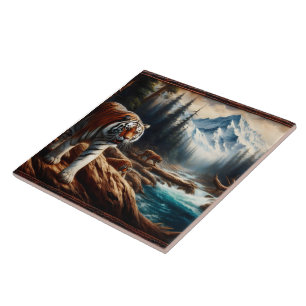 Carreau Tigres du Bengale près du ruisseau de montagne à l