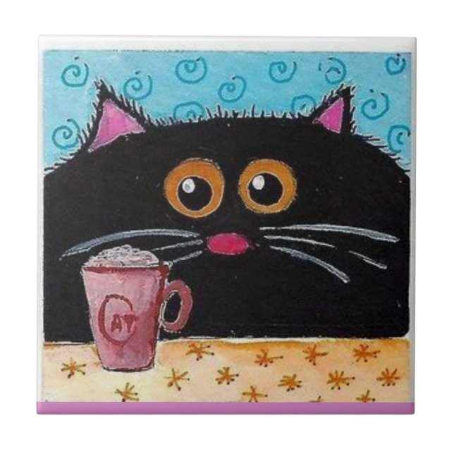 Carreau Tile céramique Whimsic Cat Coffee Cup (Devant)