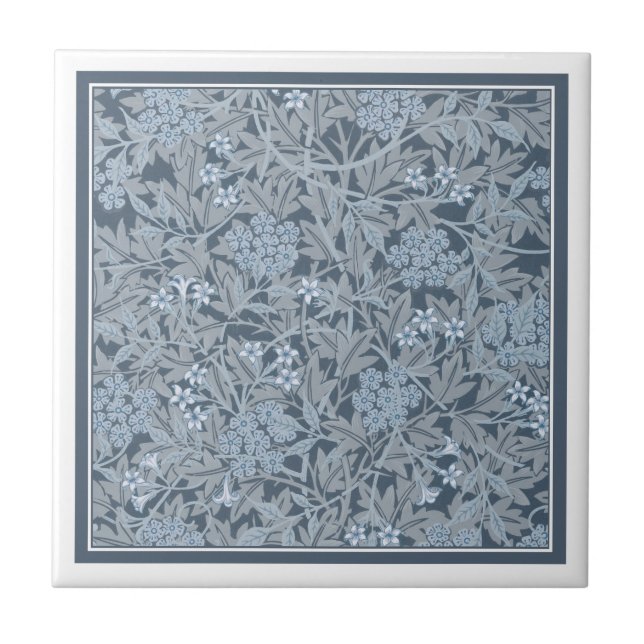 CARREAU TILE CÉRAMIQUE : WILLIAM MORRIS : BLUE JASMINE (Devant)