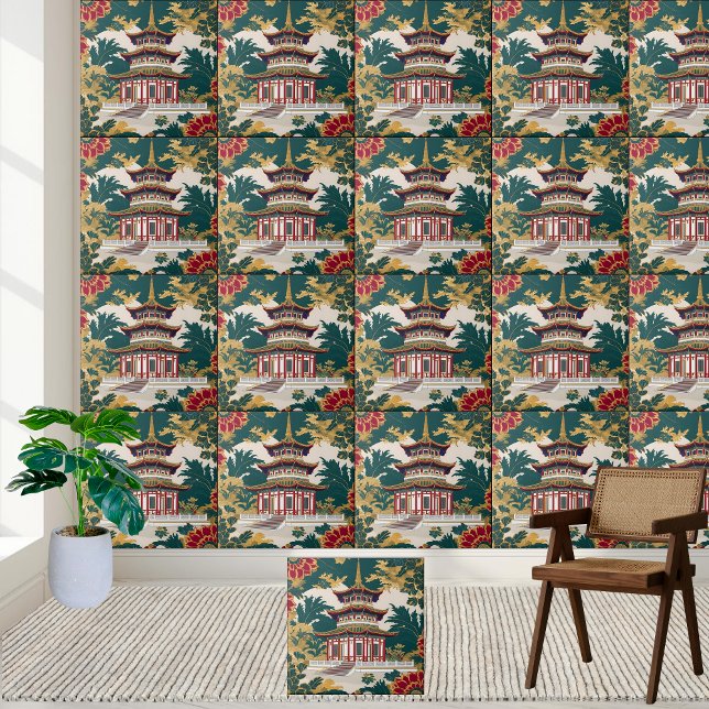 Carreau Tile d'art murale Chinoiserie (Chinoiserie Wall Art Tile)