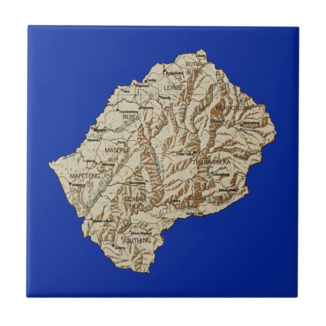 Carreau Tile de carte du Lesotho (Devant)