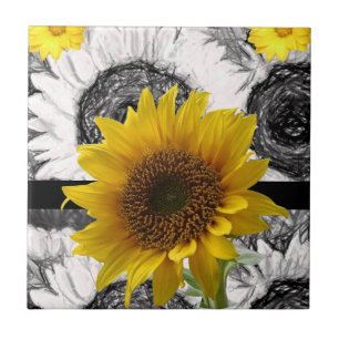 Carreau Tile de céramique tournesol