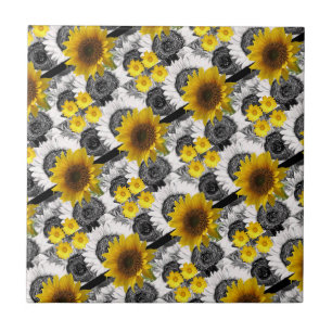 Carreau Tile de céramique tournesol