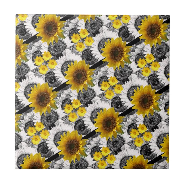 Carreau Tile de céramique tournesol (Devant)