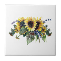 Tile de tournesol et de bouquet Fleur sauvage