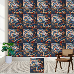 Carreau Tile Dragon Chinoiserie asiatique