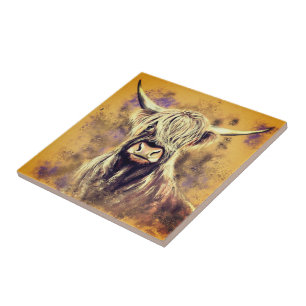 Carreau Tile en céramique Highland Bull Peinture