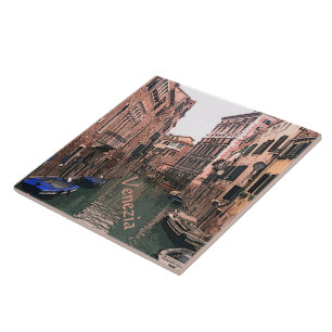 CARREAU TILE/TRIVET/SCÈNE CANAL VÉNÉTIEN