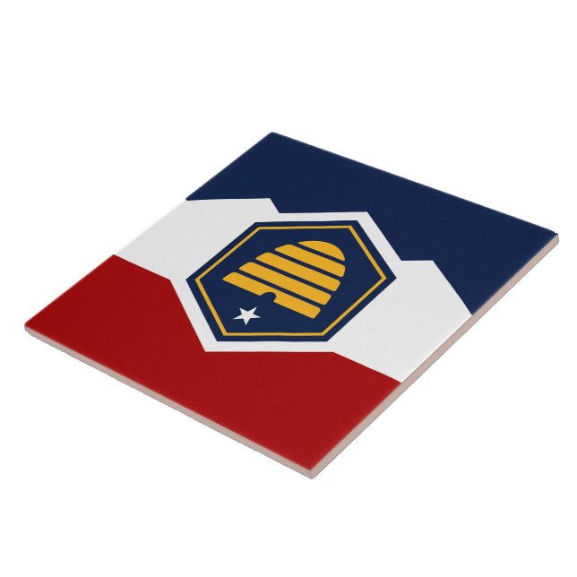 Carreau Tile with flag of Utah State, USA (Côté)
