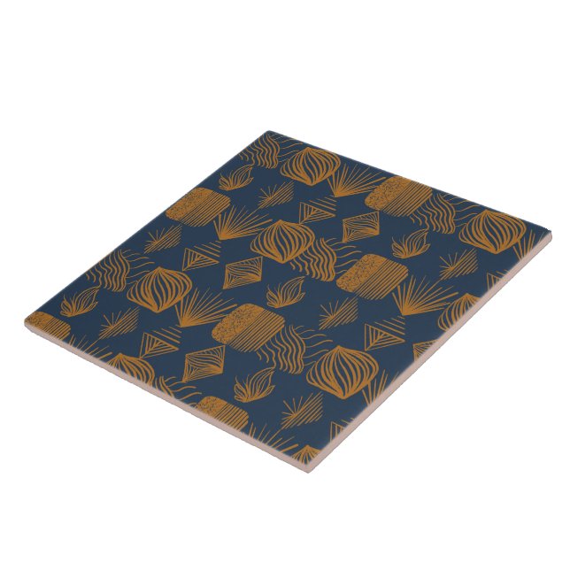 Carreau Tissu Tribal des Caraïbes audacieux : bleu marine, (Côté)