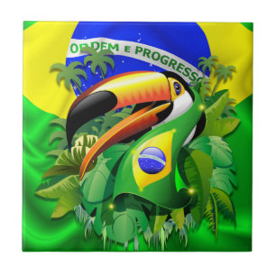 Carreau Toco Toucan avec drapeau brésilien