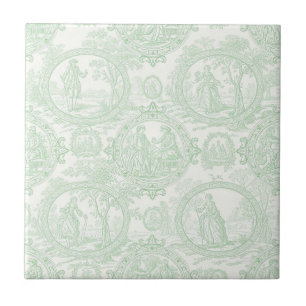 Carreau Toile Vert Menthe Vintage Couples & Scène de Jardi